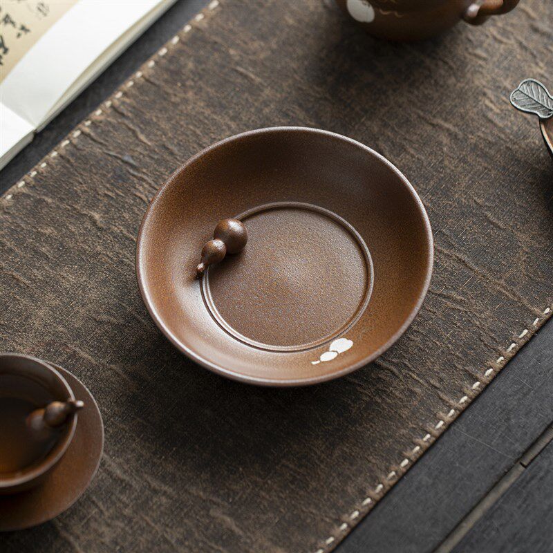 酱釉老岩泥葫芦二才盖碗中式粗陶手抓泡茶壶陶瓷家用不烫手泡茶器