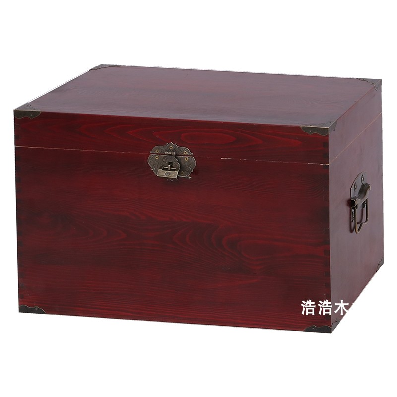 实木复古杂物收纳箱做旧木箱储物箱带锁木箱创意整理木制大容量
