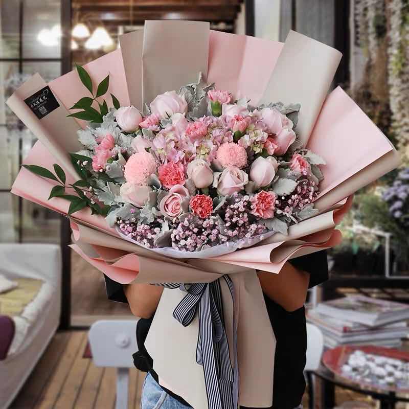 温州鲜花速递同城玫瑰花混搭花束生日鲜花店同城配送花订花送上门