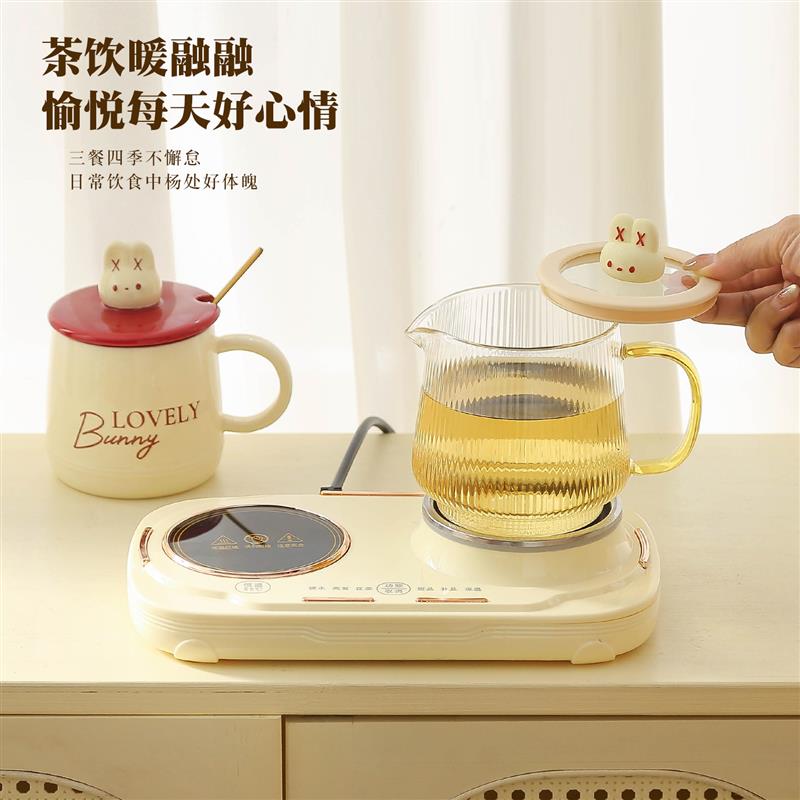 可爱熊杯养生壶套装玻璃加热双炉底座多功能煮茶水壶实用生日礼物