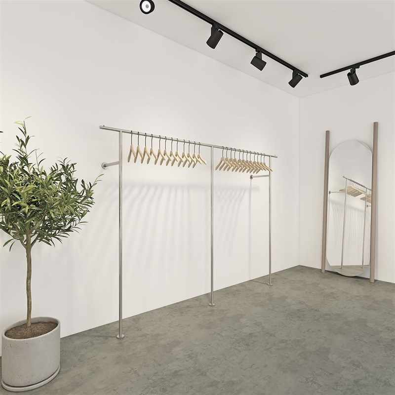 服装店不锈钢拉丝展示架落地服装架上墙壁挂架陈列架男女装店货架