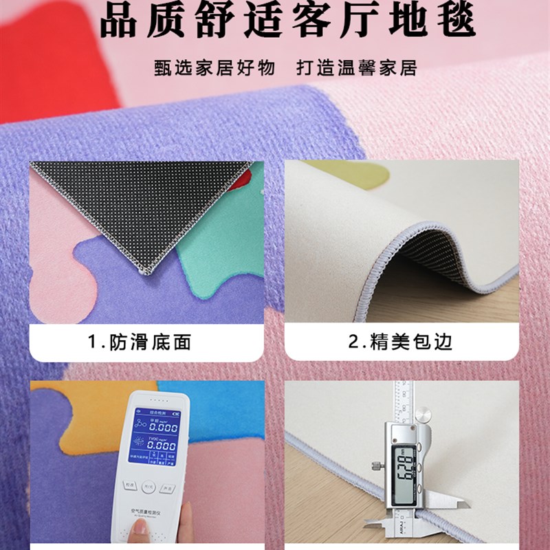 儿童房间多巴胺地毯客厅可擦免洗卧室床边毯沙发茶几防水防污地垫