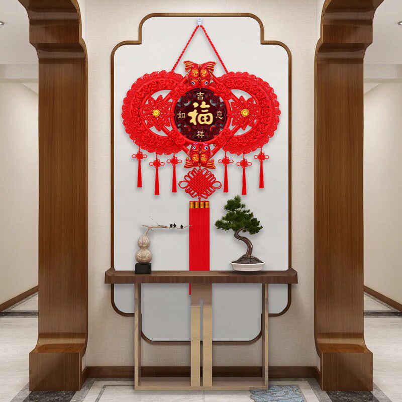桃木中国结挂饰福字挂件客厅大号高档新款中国节进门玄关装饰画
