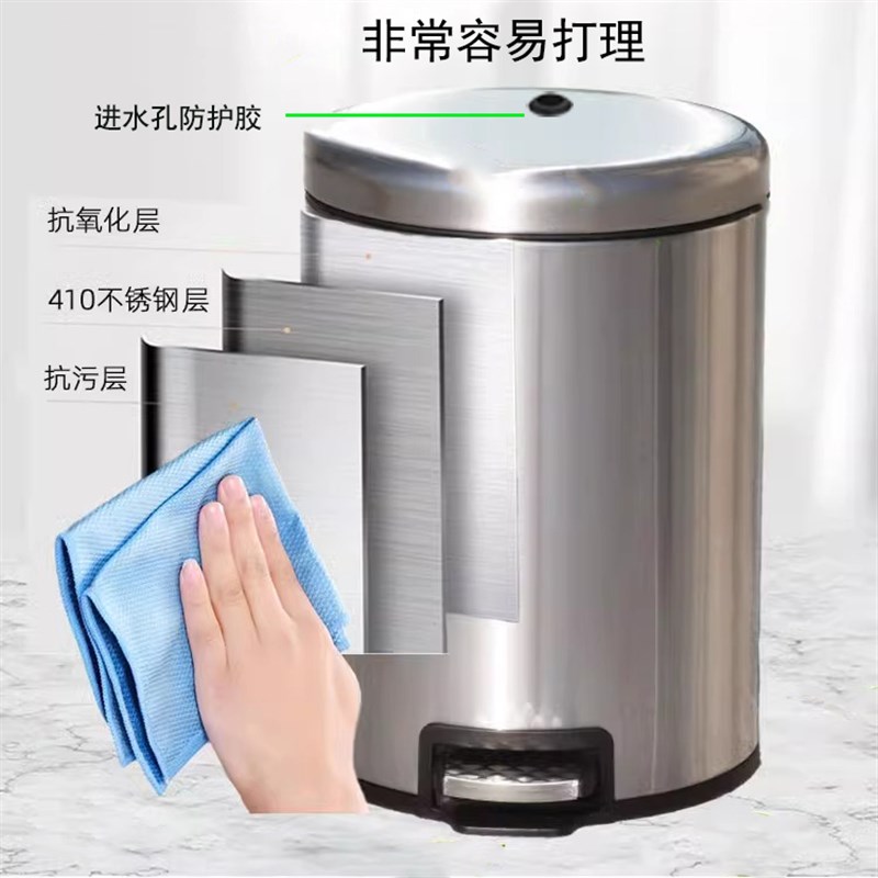 茶渣桶客厅圆形不锈钢垃圾桶茶水桶废水桶家用新款带盖子茶几办公