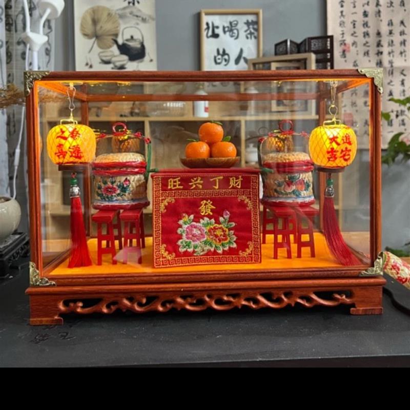 潮汕特色手工艺竹编小灯笼八仙桌虎狮花篮新年节日礼品摆件