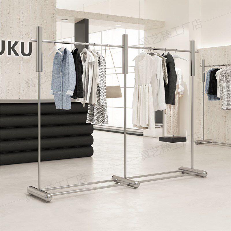 服装店展示架落地式带隔板男女装店陈列衣架商场服装店中岛架道具