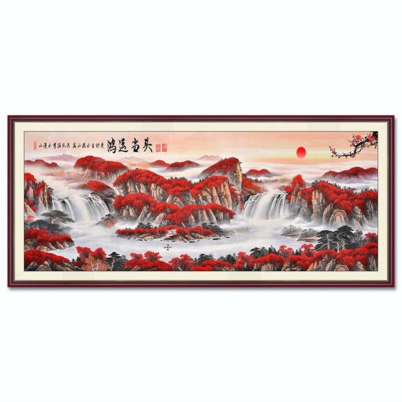 鸿运当头钻石画十字绣成品纯手工满钻新款客厅办公室山水风景挂画