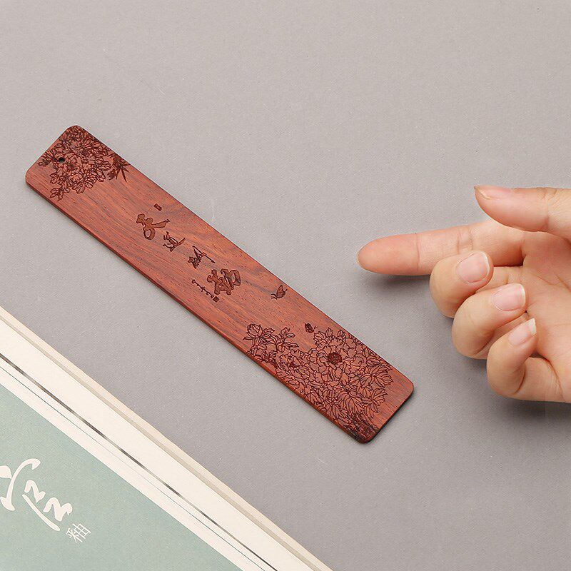 红木质古风流苏创意礼物 古典中国风小叶紫檀木制书签 定制刻字