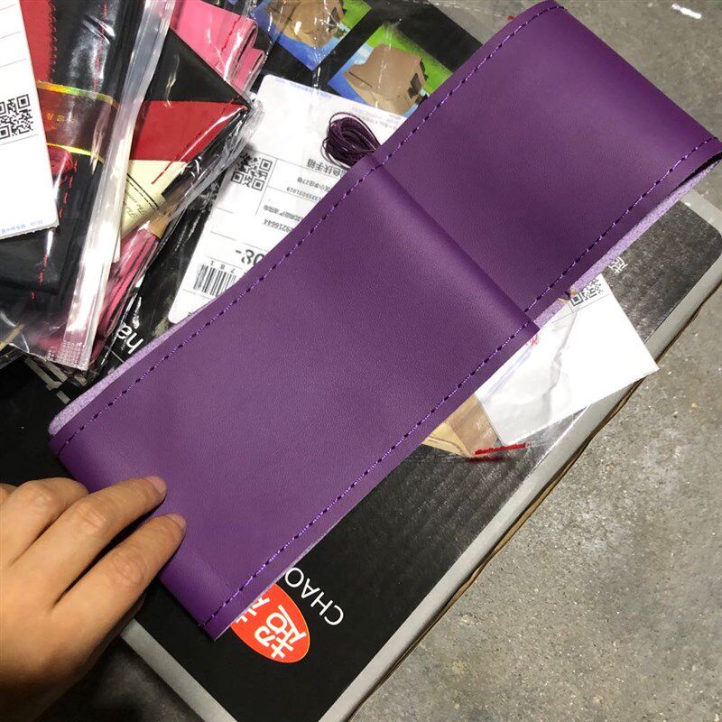 汽车方向盘套定制纯色全紫色手缝把套方向套小车女士韩国真皮超纤
