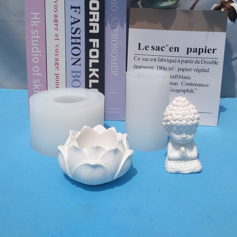 水泥摆件模具宝宝佛莲花底座硅胶磨具小佛手摆设制作青砂石的工具