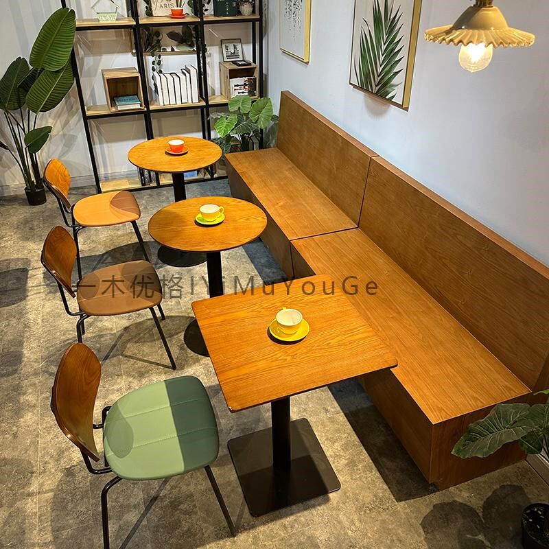 咖啡厅休闲桌椅组合网红餐饮小吃甜品蛋糕奶茶店桌椅商用方形圆桌