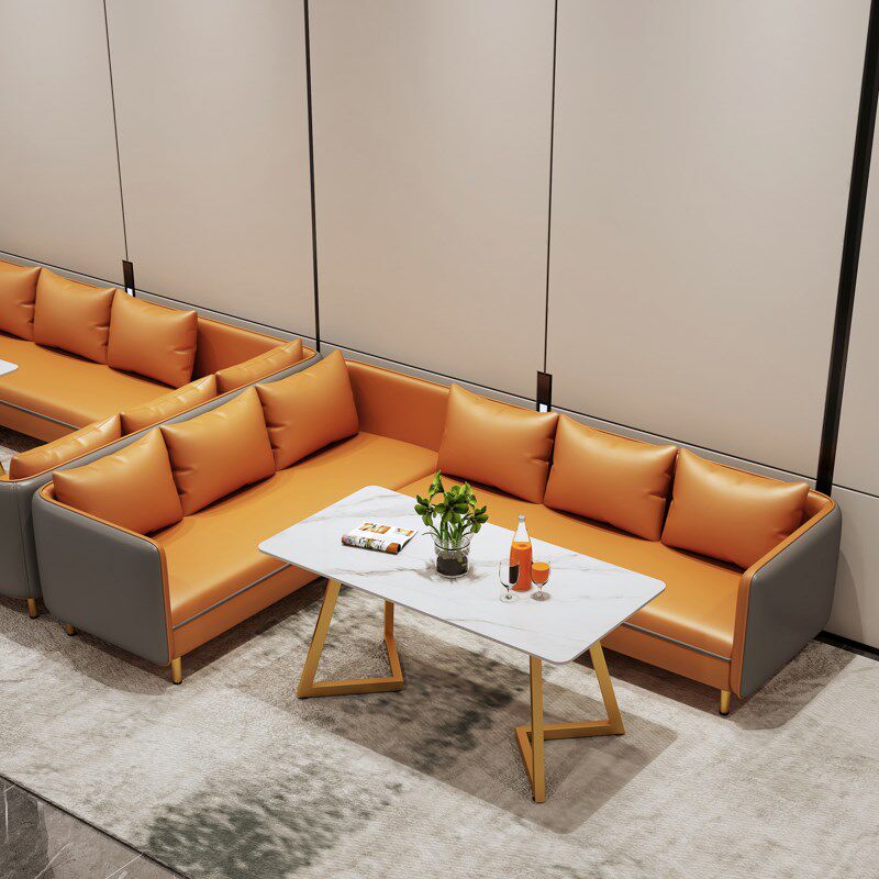 轻奢咖啡厅奶茶4S店休闲休息区洽谈接待商用餐厅卡座沙发桌椅组合