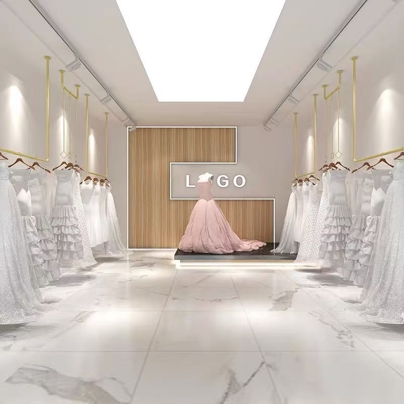 婚纱礼服展示架女服装店上墙U型挂衣杆悬吊式天花板悬挂陈列衣架