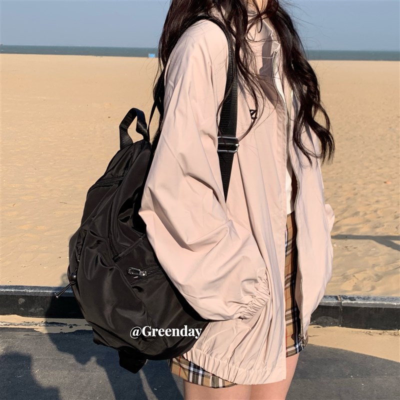 Greenday学院风书包 女款轻防水14吋电脑寛双肩揹包图片