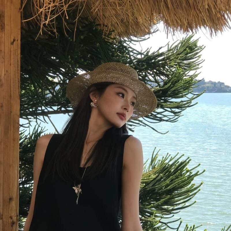 拍照好看的草帽巴拿马法式拉菲草编织遮阳帽夏帽女时尚洋派防晒帽