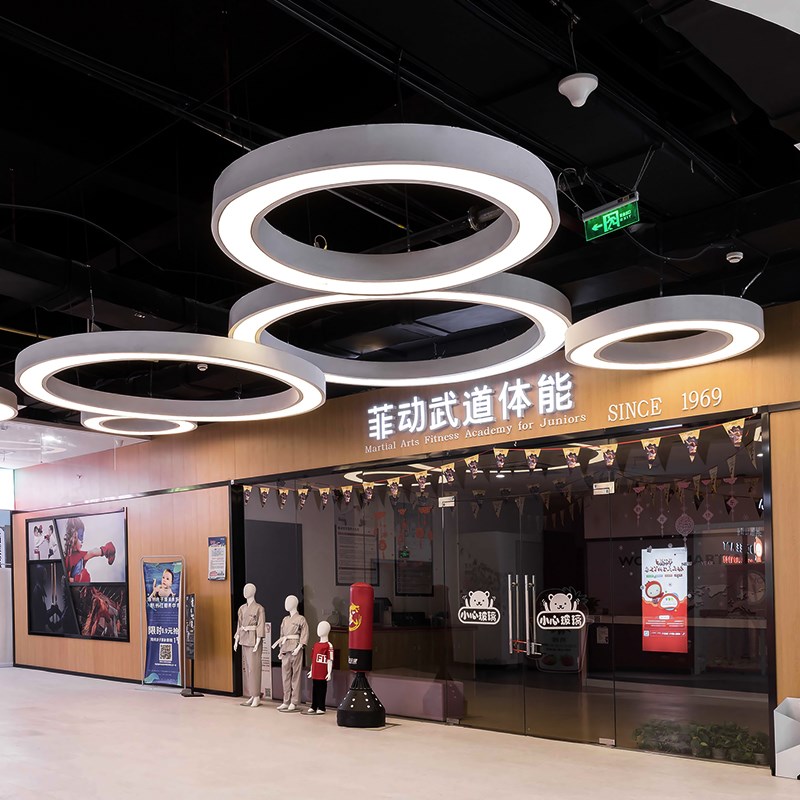 LED圆形圆环吊灯办公室健身房店铺大堂圆圈工业风灯环形工程灯具
