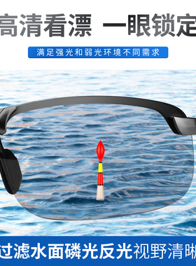 镜音钓鱼眼镜看漂专用清晰垂钓开车智能感光变色偏光晰墨镜男士