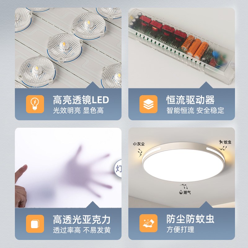 全光谱护眼吸顶灯防蓝光超薄学生卧室灯 现代简约儿童房间灯具图片