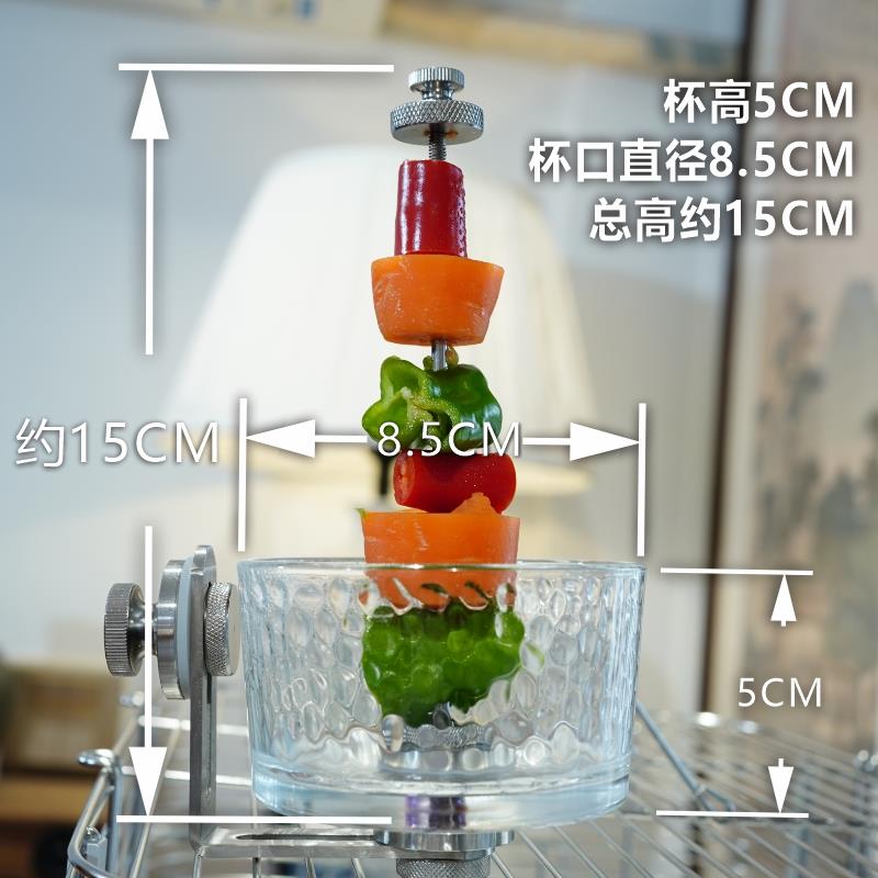 鹦鹉水果叉食盒玻璃碗悬挂式鸟用笼内挂喂鸟器鸟食槽宠物用品定制