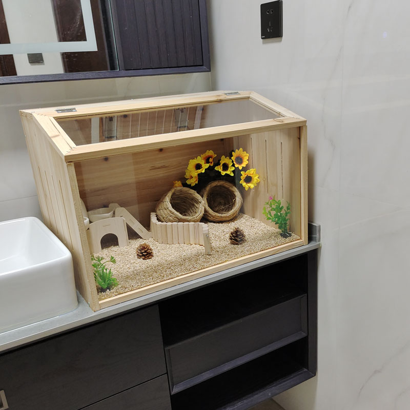 实木芦丁鸡饲养箱养殖宠物保温窝大码豪华造景科尔爬宠仓鼠饲养笼