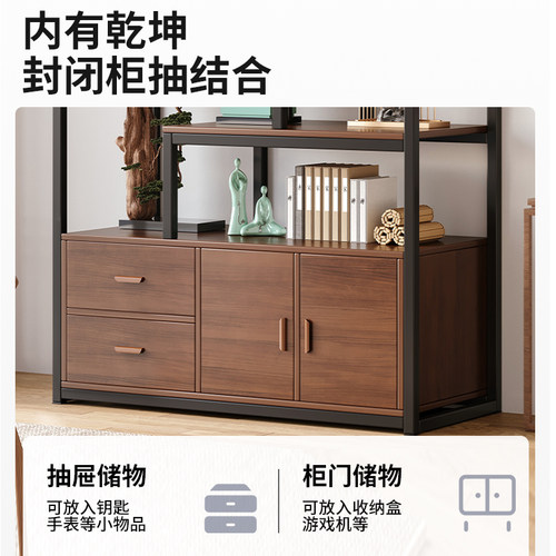 新中式博古架茶室置物架茶叶展示柜非实木隔断多宝阁客厅摆件架子
