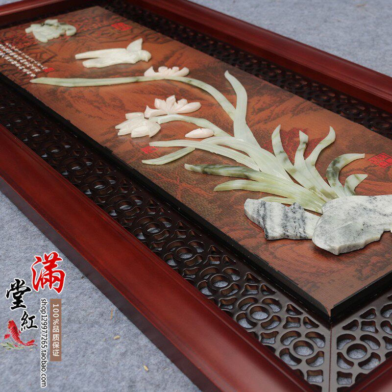 东阳梅兰竹菊玉雕四条屏客厅背景墙装饰挂画中式立体实木浮雕壁挂