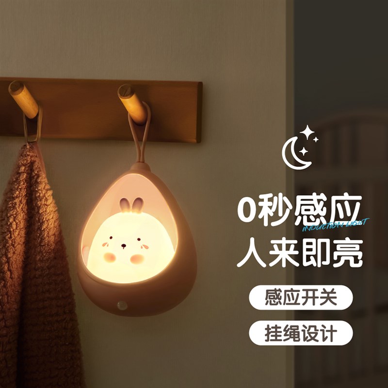 可爱人体感应小夜灯悬挂式寝室宿舍蚊帐床帘内用吊灯大学生上下铺
