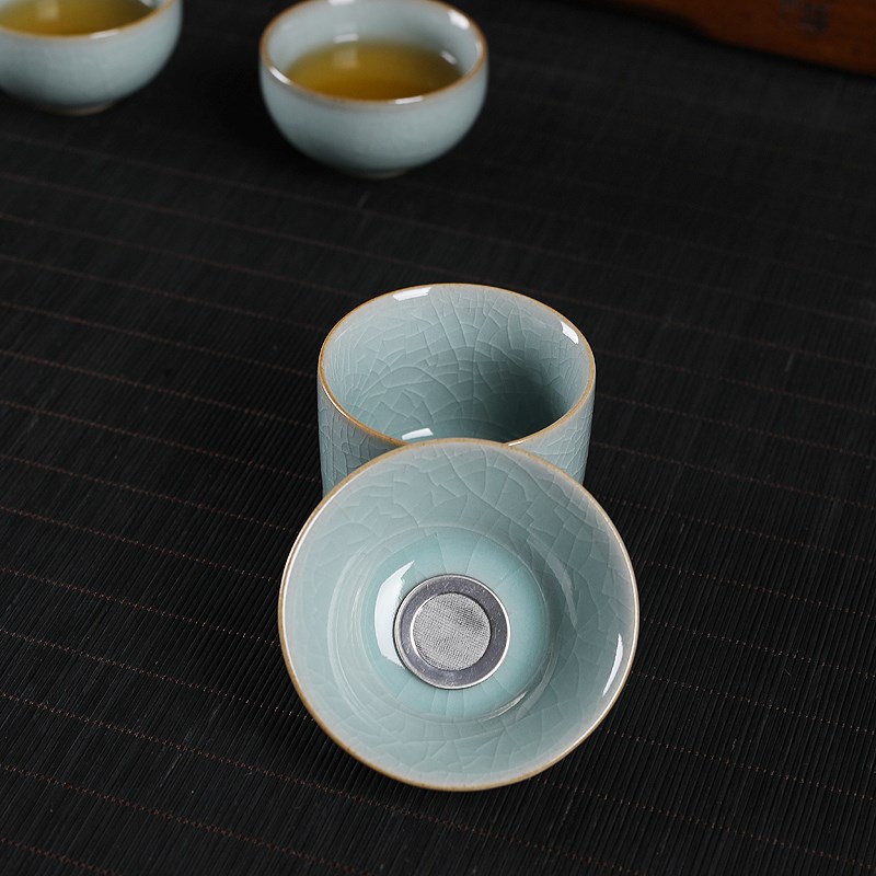 青瓷茶漏茶滤冰裂过滤器功夫茶具零配件泡茶器陶瓷茶道茶叶过滤网