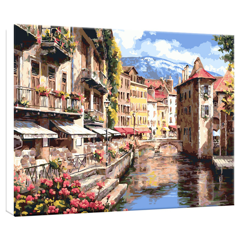 自油自画 数字油画diy 客厅玄关卧室手绘风景欧式装饰画 水城印象