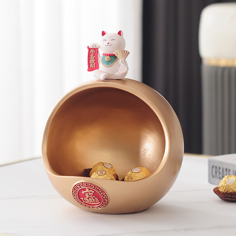 装饰品创意进门玄关门厅招财猫钥匙收纳摆件猫咪乔迁新房新居礼品