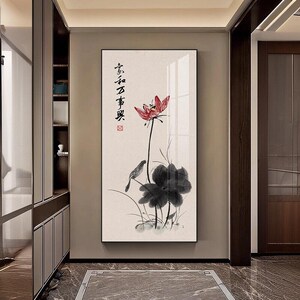 新中式玄关装饰画寓意好过道挂画年年有余入户正对门客厅走廊壁画
