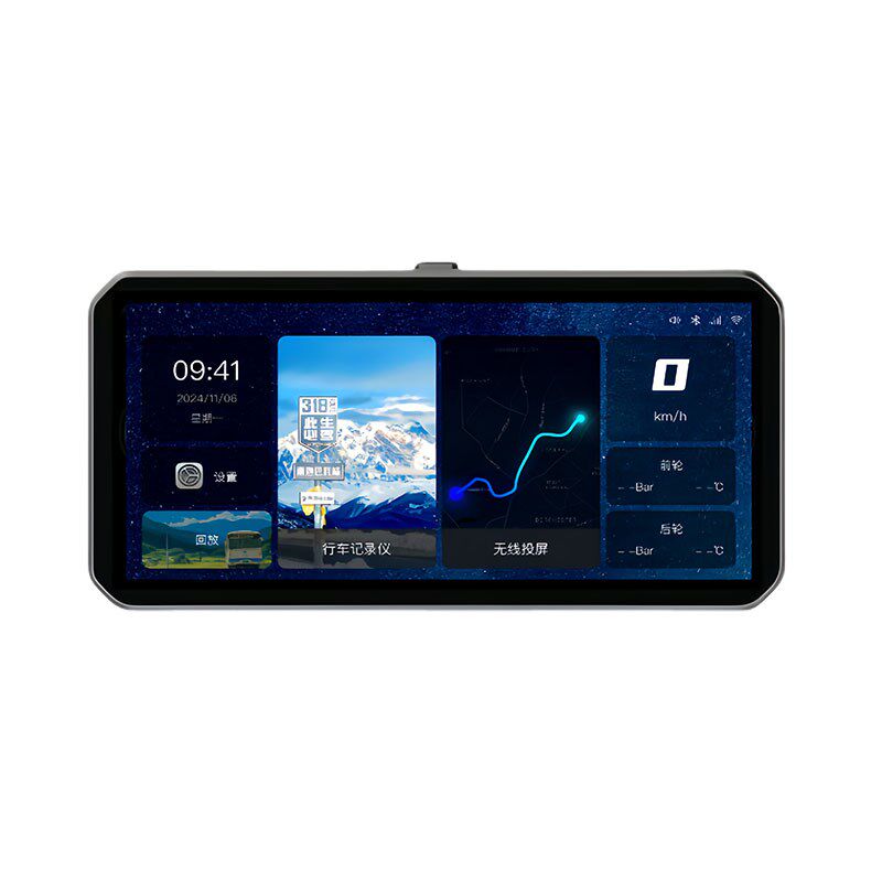 摩托车车机6寸BSD盲区监测Carplay投屏导航胎压监测记录仪防水抖