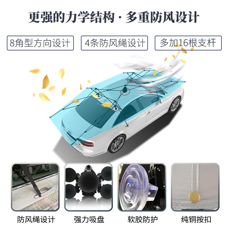 SUV全自动汽车遮阳伞防晒折叠移动车棚隔热挡轿车衣遮阳罩车顶篷