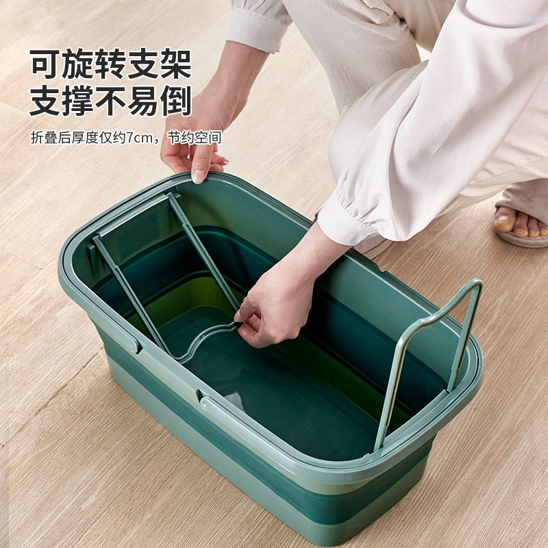 洗拖把桶长方形家用可折叠拖地储水胶棉海绵布清洗挤水桶拖把单桶