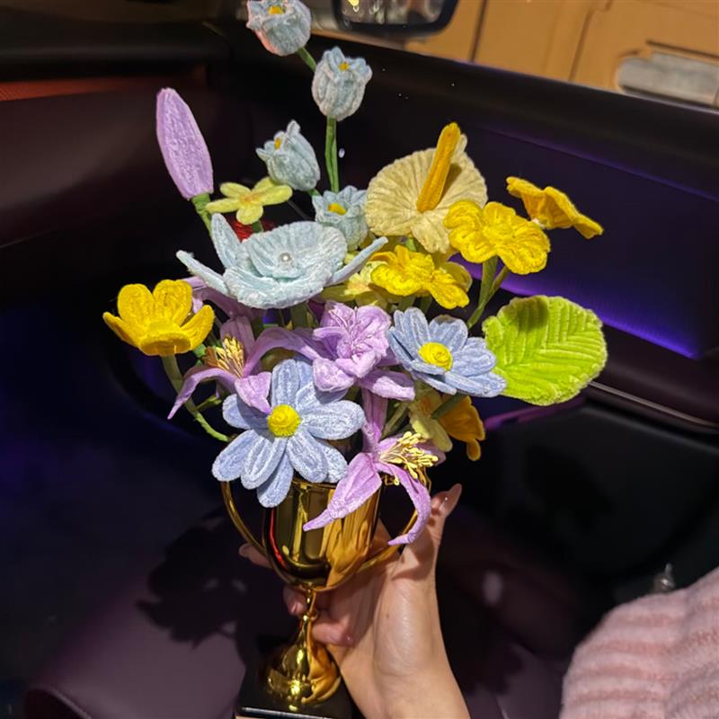 奖杯花束混搭扭扭棒diy材料包手工礼品母亲节生日礼物送女生朋友图片