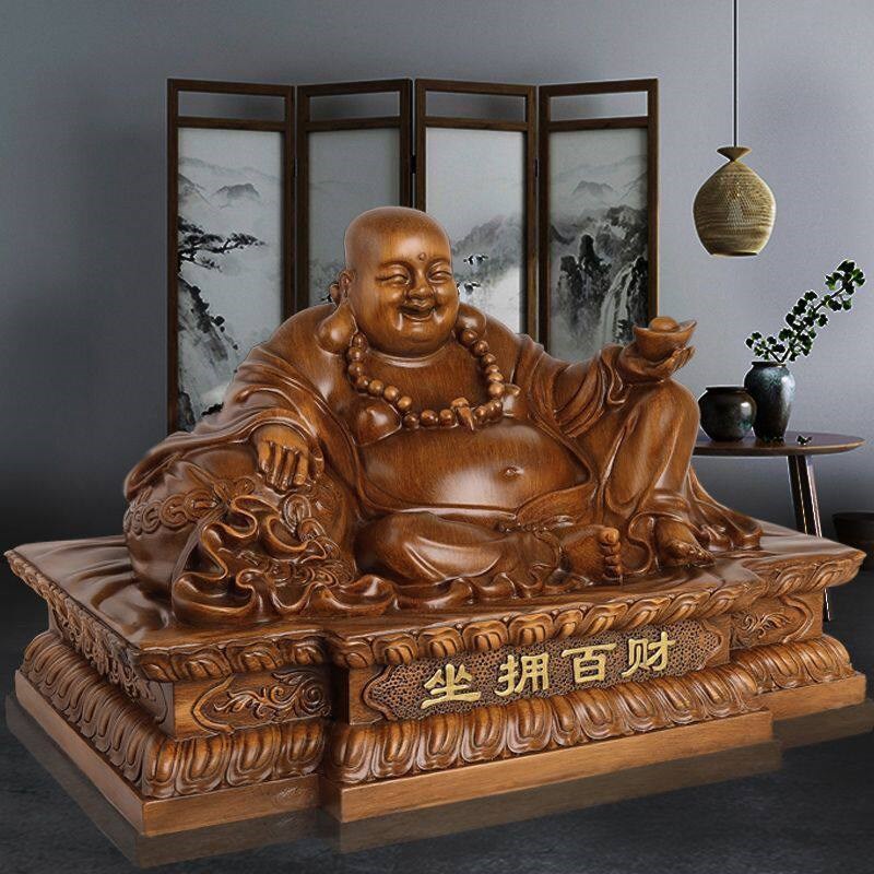 招财进宝大肚弥勒佛摆件 坐拥百财风水佛像 客厅玄关店铺开业礼品