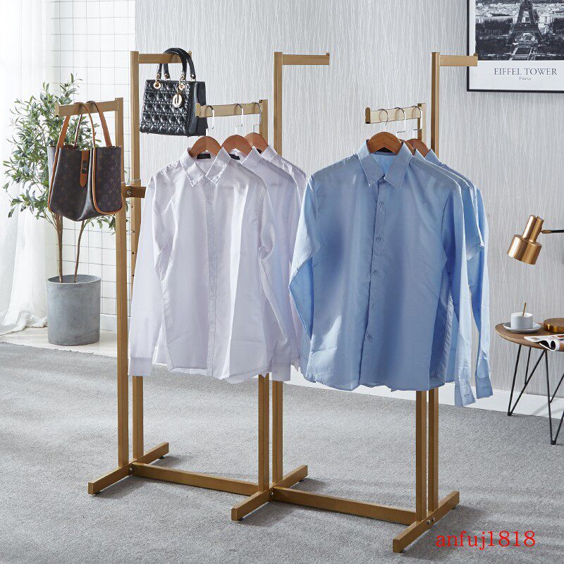 服装店网红服装架正挂装饰挂衣架展示架中岛落地童装女装六臂货架