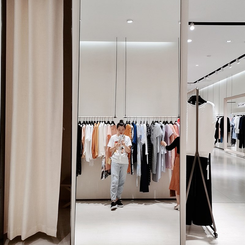 网红落地穿衣镜显高服装店试衣镜镜子女全身镜拉长显瘦美颜镜超白