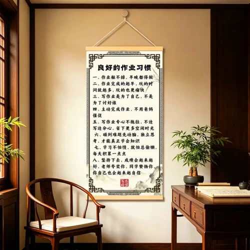 《良好的作业习惯》引导孩子书房卧室客厅家庭教育挂画装饰画LL