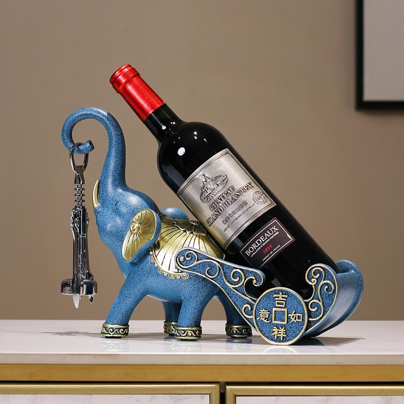 吉象红酒架摆件斜放酒柜装饰品新中式乔迁礼物橱柜餐边柜实用酒托