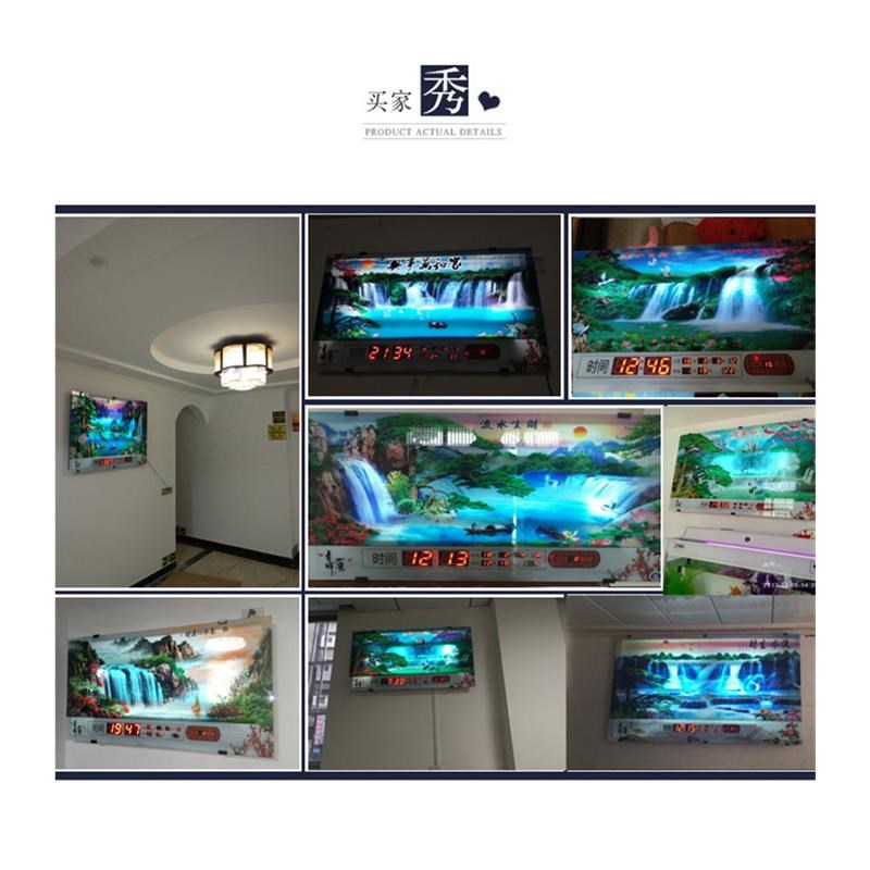 万年历新款动态流水电子钟音乐时尚挂表家用日历装饰画壁挂数码表