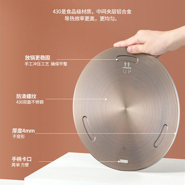 商用加厚香槟色电磁炉导热片 适用于家用燃气灶防烧黑导热板 18cm