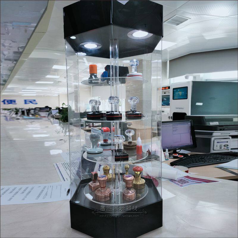产品旋转展示柜珠宝首饰品耳环手表摆件展架化妆品陈列柜台亚克力