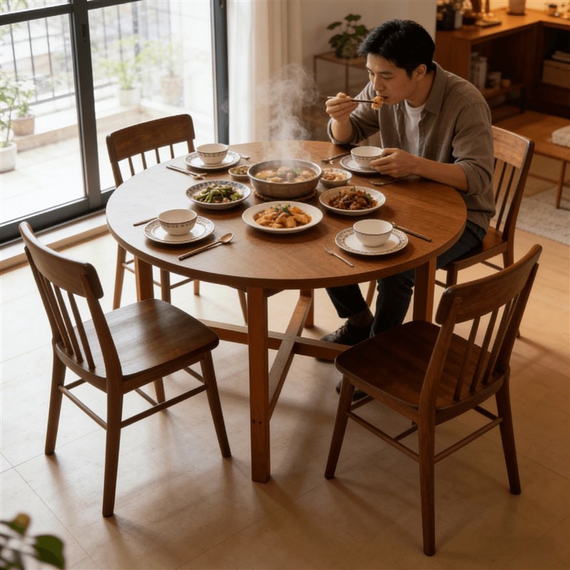 大圆餐桌椅组合1米2家用小户型圆桌农村餐饮商用圆形吃饭桌椅组合