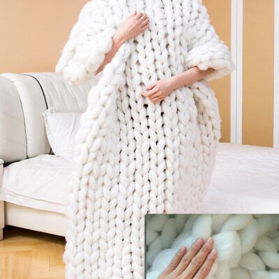 Knitting Throw Yarn Blanket 毛毯厚款冬天织毛毯粗毛线毯子女生