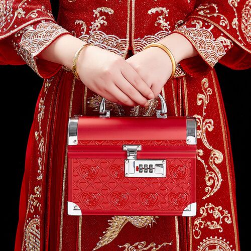 订婚三金五金首饰盒彩礼聘礼盒高档放20万钱盒子带锁高级箱