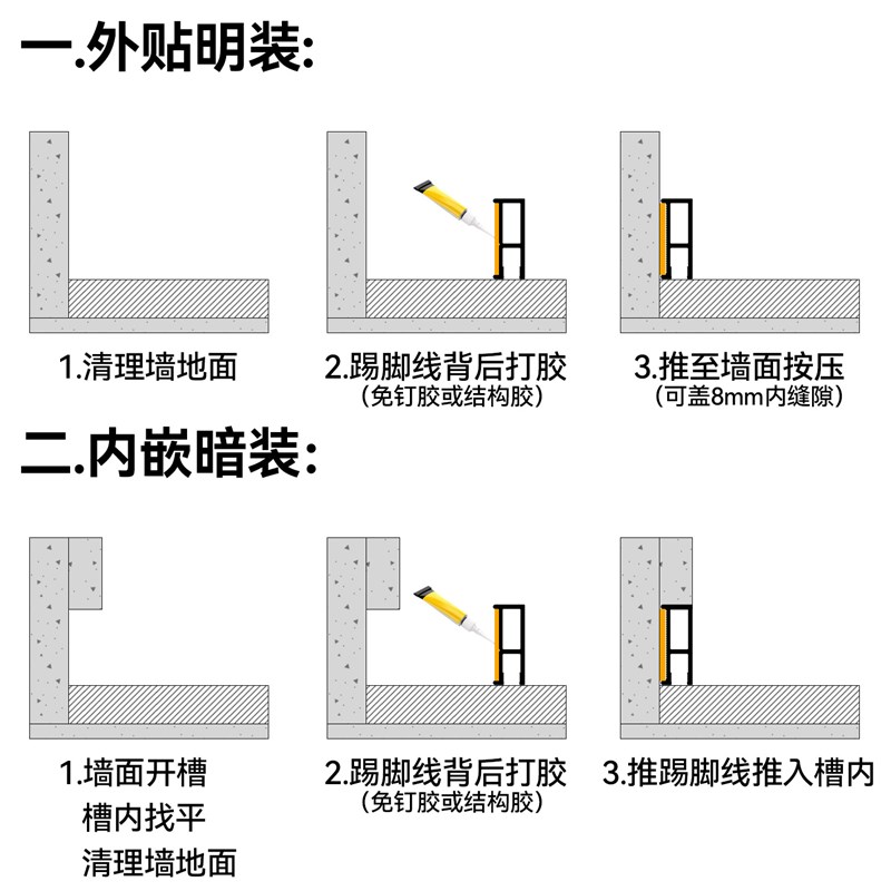 铝合金踢脚线极窄卡扣式直边贴脚线超薄金属不锈钢极简直角地角线