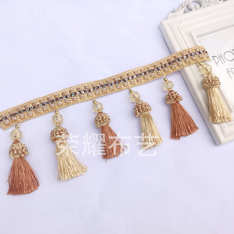 高档欧式窗帘帘头珠花边配件辅料流苏/装饰花边草莓吊穗包邮