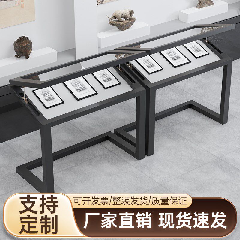 博物馆玻璃展柜文物展览文献资料企业奖章票据展厅陈列液压展示柜