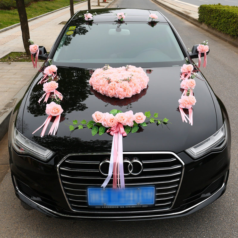 主婚车装饰车头花车创意接亲彩车结婚庆车队头车副车布置用品套装